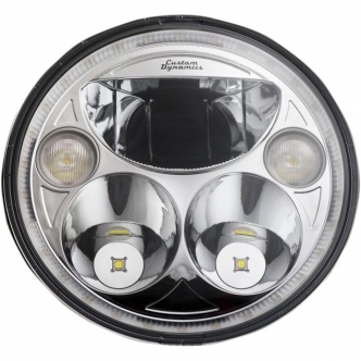 Custom Dynamics Chrome 7 Inch Round TruBeam Headlamp For 2014-2019 Indian Chieftain And Roadmaster Models (CDTB-7-IF-C)