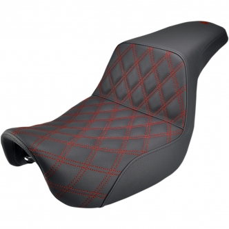 Saddlemen Seat LS-Step Up in Black With Lattice Red Stitches For 2006-2017 Dyna Models (806-04-172RD)