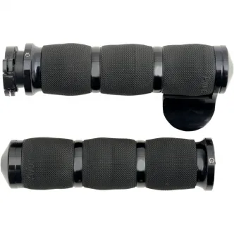 Avon Grips Air Cushioned Grips With Throttle Boss In Black Anodised Finish For Metric Touring Motorcycles (MT-AIR-90-AN-B)