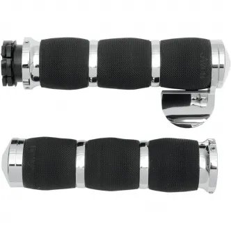 Avon Grips Air Cushioned Grips With Throttle Boss In Chrome Finish For Metric Touring Motorcycles (MT-AIR-90-CH-B)