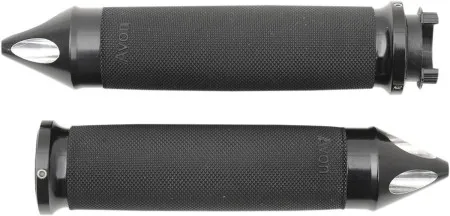 Avon Grips Custom Contour Spiked Grips In Black Anodised Finish For Metric Touring Motorcycles (MT-CC-86-AN-SPK)