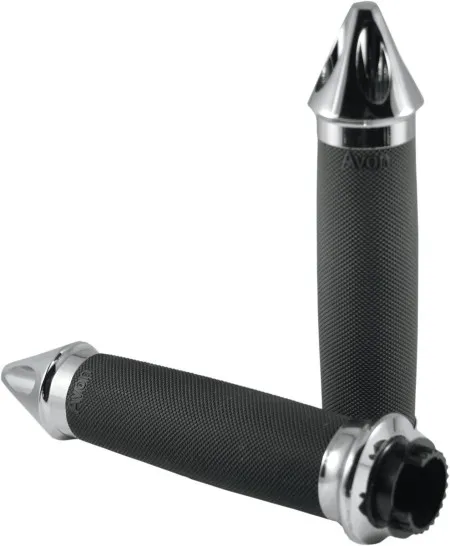 Avon Grips Custom Contour Spiked Grips In Chrome Finish For Metric Touring Motorcycles (MT-CC-85-CH-SPK)