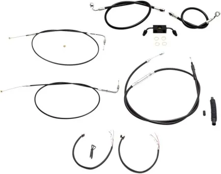 LA Choppers Apehanger Complete Extension Cable Kit in Black Finish For Use With 12-14 Inch Apehangers For 2014-2022 XL Sportster With ABS (Single Disc) Models (LA-8321KT2-13B)