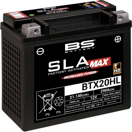 BS Battery BTX20HL Max AGM Battery 310 CCA For 2000-2025 Softail, 2024-2025 Pan America, 1999-2017 Dyna, 2008-2017 V-Rod & 1997-2003 Sportster Models & 1997-2002 Buell M2/S3 (300883)