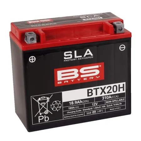 BS Battery BTX20H AGM 310 CCA For 1986-1996 XL Sportster, 1984-1990 Softail & 1984-1994 FXR Models (300688)