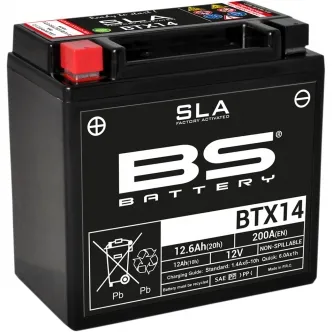 BS Battery BTX14 AGM Battery 200 CCA For 2002-2007 V-Rod 1130cc & 1994-2010 Buell S1/XB/Blast (300681)