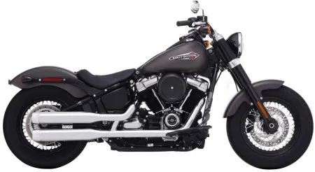 Rinehart Racing 3.5 Inch Slip-On Mufflers In Chrome With Chrome End Caps For 2018-2024 Softail Street Bob, Low Rider, Slim & 2018-2026 Breakout, Fat Boy Models (500-1200C)