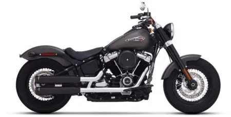 Rinehart Racing 3.5 Inch Slip-On Mufflers In Black With Black End Caps For 2018-2024 Softail Street Bob, Low Rider, Slim & 2018-2026 Breakout, Fat Boy Models Models (500-1201)