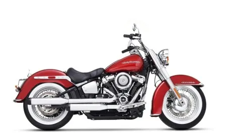 Rinehart Racing 3.5 Inch Slip-On Mufflers In Chrome With Black End Caps For 2018-2024 Softail Deluxe and Heritage Classic Models (500-1210)