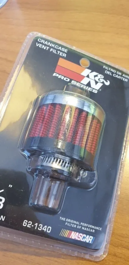 K&N Crankcase Vent Filter 5/8 Inch Rubber Base in Chrome Finish With Studs (62-1340)