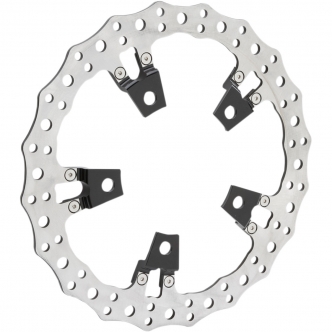 Arlen Ness 14 Inch Jagged Left Brake Rotor Kit Spoke Mount in Black/Stainless Steel For 2014-2023 FLHT/FLHR/FLHX/FLTRX/FLTRU Models With Factory Cast Wheel Equipped With Spoke Mounted Rotors Models (02-950)