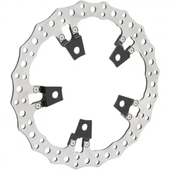 Arlen Ness 14 Inch Jagged Right Brake Rotor Kit Spoke Mount in Black/Stainless Steel For 2014-2024 Touring Models With Stock Style Open Center Spoke Mounted Rotor (02-951)