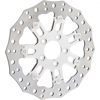 Arlen Ness Brake Rotor 7-Valve Wheel 11.8 Inch Front in Chrome Finish For 2008-2013 FLT/FLHT/FLHX/FLTR, 2008-2016 FLHR, 2015-2017 Softail, 2006-2017 Dyna Models (33-10302-202)