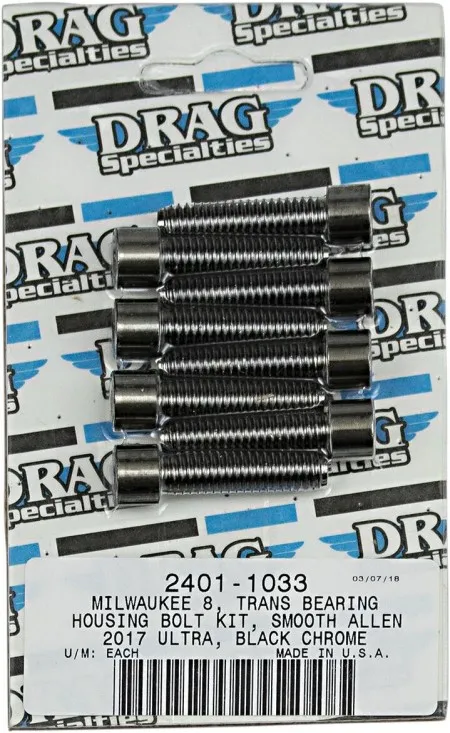 Drag Specialties Transmission Bearing Housing Bolt Kit Smooth Socket Head Black For 2017-2023 M8 Models (MK783SBK)