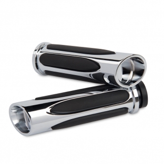 Arlen Ness Deep Cut Comfort Grips In Chrome Finish For 2014-2018 Indian Motorcycles (Excludes Scouts) (I-5001)