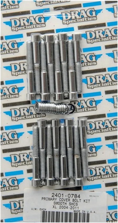 Drag Specialties Smooth Primary Cover Set Chrome Socket-Head For 2004-2022 XL Models (MK685S)