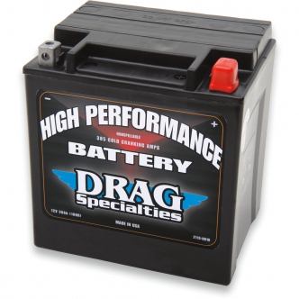 Drag Specialties Battery High Performance AGM 12V Lead Acid Replacement in Black Finish For 1999-2020 FLT/FLHT/FLHX/FLTR/FLHR And H-D FL Trikes Models (DRSM7230L)