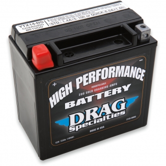 Drag Specialties Battery High Performance AGM 12V Lead Acid Replacement 150mm x 87mm x 145mm in Black Finish For 2002-2006 V-Rod, 2007 VRSCR, 1996-1999 S1, 2000-2007 Blast Buell Models (DRSM7RH4S)