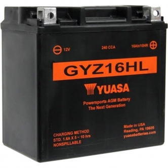 Yuasa Battery GYZ 12V 150mm x 86mm x 145mm Lead Acid Maintenance Free Replacement in Black Finish For 2004-2020 XL, 2015-2020 XG 500/750/750A Street Models (YUAM716GHL)