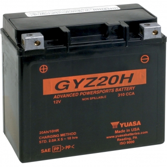 Yuasa Battery GYZ 12V 172.72mm x 86mm x 155mm Lead Acid Maintenance Free Replacement in Black Finish For 1986-1996 XL/XLH Models (YUAM72RGH)