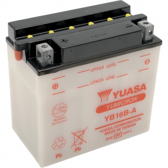 Yuasa Battery Yumicron 12V 175mm x 100mm x 155mm Conventional Lead Acid Replacement in Clear Finish For 1986-1996 XL/XLH Models SHIPPED DRY! (YB16-B)