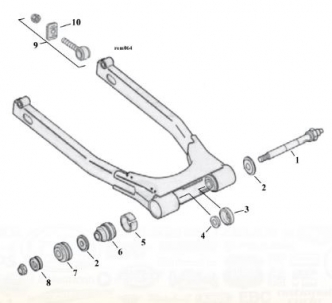 Swingarm Breakdown Diagram For 1980-2001 FLT Touring Models (ARM000240)
