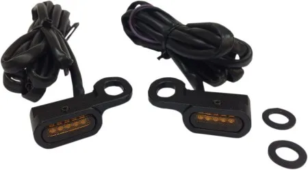 Drag Specialties Handlebar LED Turn Signals in Black Finish With Amber Lenses For 2009-2016 Touring, 2016-2017 Softail, 2009-2017 V-Rod With Hydraulic Clutch (L22-0229MBAENU)