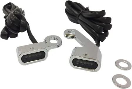 Drag Specialties Handlebar LED Turn Signals in Chrome Finish With Smoke Lens For 2009-2017 Touring, 2015-2020 Softail With Mechanical Clutch (L22-0232CMENU)