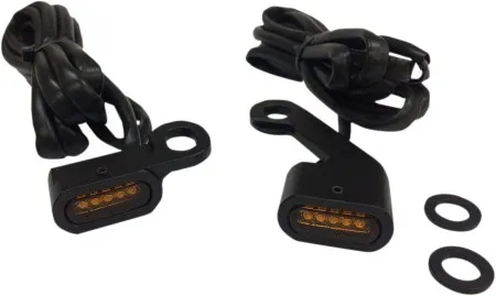 Drag Specialties Handlebar LED Turn Signals in Black Finish With Amber Lens For 2009-2017 Touring, 2015-2020 Softail With Mechanical Clutch (L22-0232MBAENU) (2040-2142)