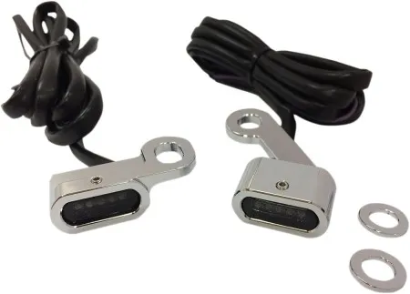 Drag Specialties Handlebar LED Turn Signals in Chrome Finish With Smoke Lenses For 2014-2020 Sportster Models (L22-0231CMENU)