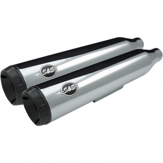 S&S Cycle Muffler Slip-On Staggered Grand National in Chrome Finish With Black End Caps For 1995-2009 Dyna Models (550-0719)