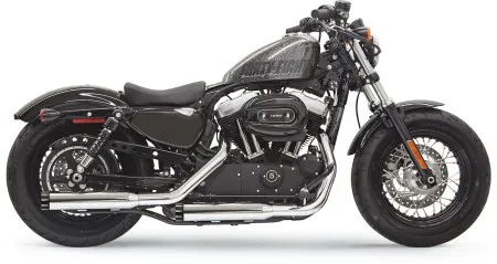 Bassani Chrome 3 Inch Firepower Series Slip-On Muffler With Black Billet End Cap With Contrasting Flutes For 2014-2020 Sportster Models (1X27T)