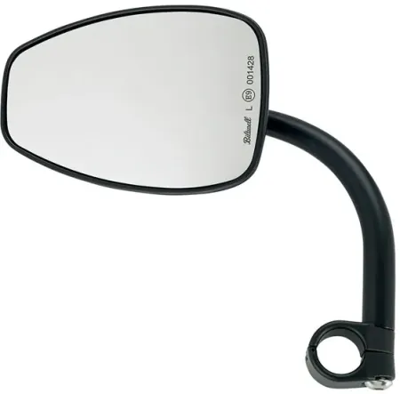 Biltwell Utility Teardrop Mirror With 7/8 Inch I.D. Clamp Mount in Black Finish ECE Approved (6504-578-131)