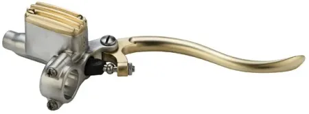 Kustom Tech Deluxe Line Brake Master Cylinder With 12mm Bore In Satin Aluminium & Brass Finish (20-301)