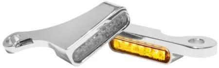 Heinz Bike LED Handlebar Turn Signals in Natural/Chrome Finish For 2015-2017 Softail Slim, Heritage, Fat Boy, Deluxe, Breakout, Dyna Fat Bob & XG Street Models (HBTS-FL15-C)