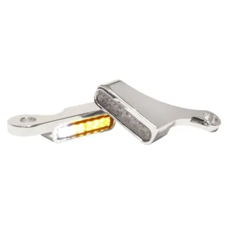 Heinz Bikes Handlebar LED Turn Signals in Natural/Chrome Finish With Included Position Light For 2015-2017 FXST/FLST Models (HBTSFL15-C-PL)