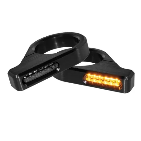 Heinz Bike LED Turn Signals in Aluminium/Black Finish, Classic For 47mm-49mm Fork Tube (HBZCC-49)