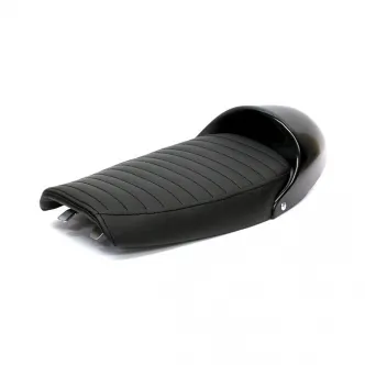 C-Racer SR400/500 Flat & Cowl Cafe Racer/Scrambler Seat in Black Seat Finish & Unpainted Black Seat Pan 40mm Foam Thick Synthetic Leather ABS Plastic For Yamaha SR400/500 Pre FI Models (SCRSR-BL-L-B)