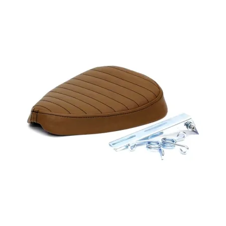 C-Racer Bobber Medium Solo Seat in Brown Finish Synthetic Leather For Universal Use (SCR10-DBR-L-B)