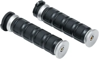Kuryakyn Dillinger Grips in Silver For For 1974-2023 Harley Davidson Single And Dual Throttle Cable Models (6672)