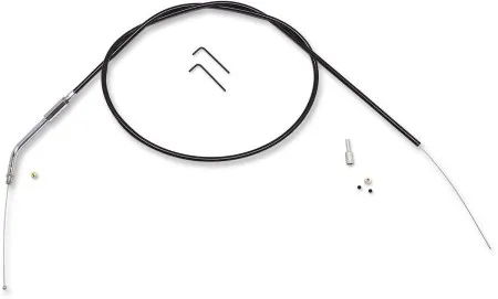 Magnum Build Your Own Throttle Cable Kit in Black Vinyl With 45 Degree Elbow Chrome Fittings For 1996-2017 Dyna, 1996-2020 Softail, 1996-2020 Sportster, 1996-2020 Touring Models (493624)
