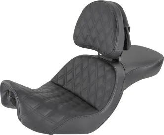 Saddlemen Explorer LS 2-Up Seat With Drivers Backrest in Black For 2006-2017 FXD, FXDWG, FLD Dyna Models (806-04-030LS)