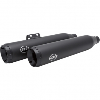 S&S Cycle Muffler Slip On Grand National in Black Finish With Black End Caps For 2018-2020 Softail Models (550-0754A)