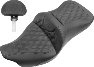 Saddlemen Roadsofa LS 2-Up Seat With Driver's Backrest in Black For 2009-2023 FLHTCUTG Tri Glide Models (808-07B-182TBR)