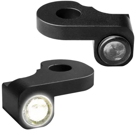 Heinz Bikes NANO Series LED Handlebar Turn Signals in Black Finish With Position Light For 2014-2017 Softail S, Dyna S Models (HBTSN-S14-PL)