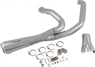 Bassani Road Rage 2:1 Short System In Chrome For Harley Davidson 2017-2024 Touring Models (1F42R)