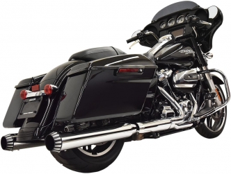 Bassani Exhaust 4 Inch Diameter QNT Slip-On Mufflers in Chrome Finish With Black End Caps For Harley Davidson 2017-2023 Touring Road King/Classic, Electra Glide Standard/Ultra Classic, Street Glide & Road Glide Models (1F72QNT5)