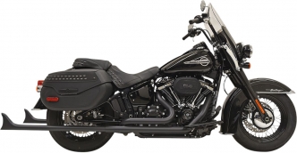 Bassani Exhaust 36 Inch Fishtail 1-7/8 Inch Diameter Exhaust System 2-Into-2 in Black Finish For 2018-2023 Softail Deluxe & Heritage Classic Models (1S76EB36)