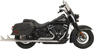 Bassani Exhaust 36 Inch Fishtail 2-1/4 Inch Diameter Exhaust System Without Baffles 2-Into-2 in Chrome Finish For 2018-2023 Softail Deluxe & Heritage Classic Models (1S86E-36)