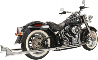 Bassani Exhaust 39 Inch Long Fishtail Slip-On True Dual Mufflers in Chrome Finish For 2007-2017 Softail Models (1S26E-39)